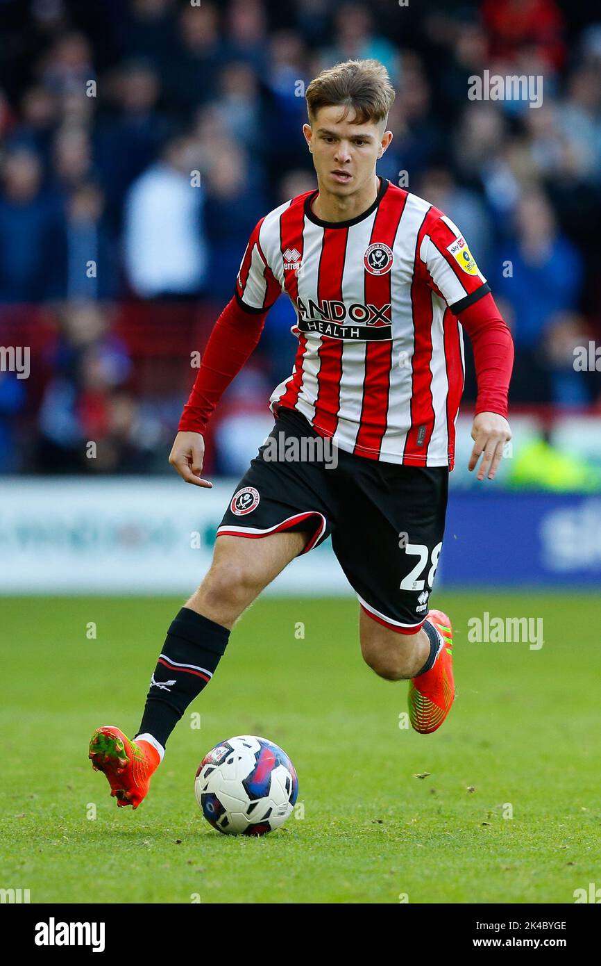 James McAtee #28 of Sheffield United during the Sky Bet Championship