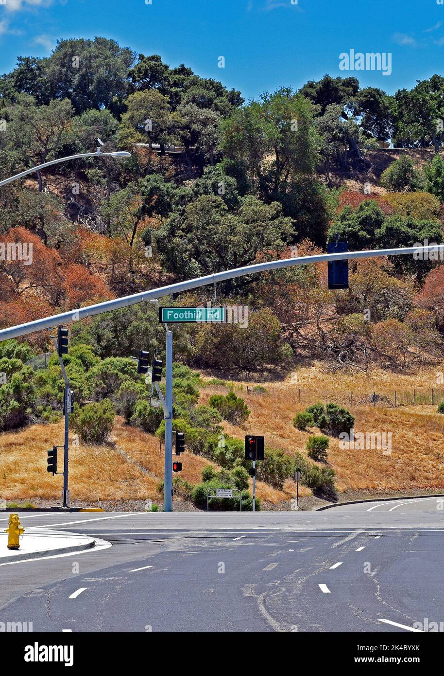 Foothill Road intersection in Pleasanton, California Stock Photo