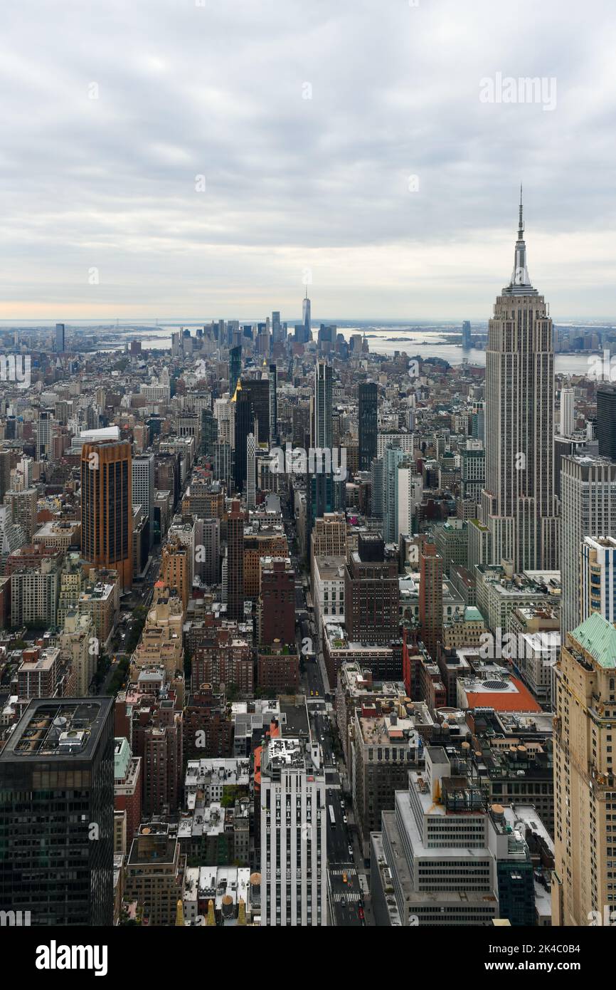 Aerial view of the New York City skyline from Midtown Manhattan Stock ...