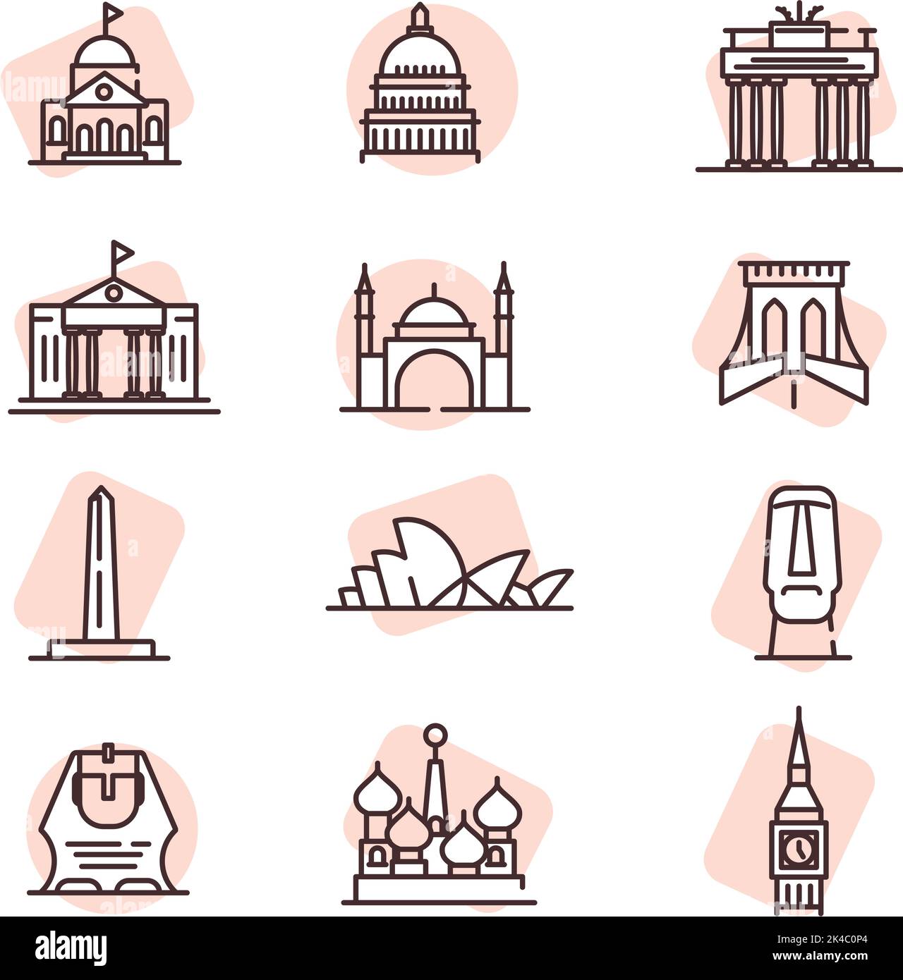 Traveling icon set, illustration, vector on white background. Stock Vector