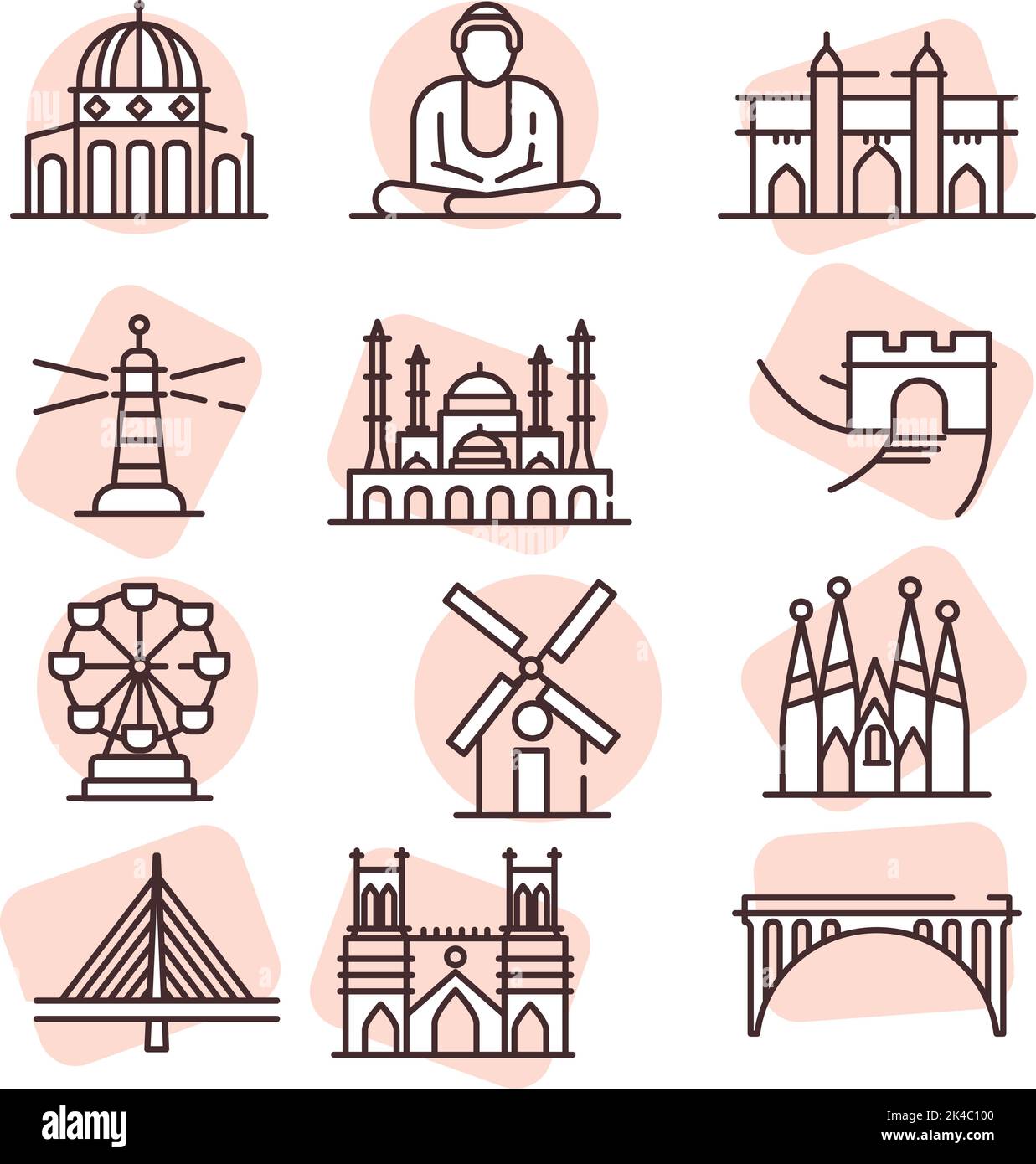 World travel, illustration, vector on white background. Stock Vector