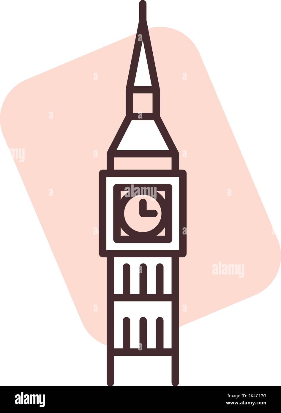 Big Ben London, illustration, vector on white background. Stock Vector