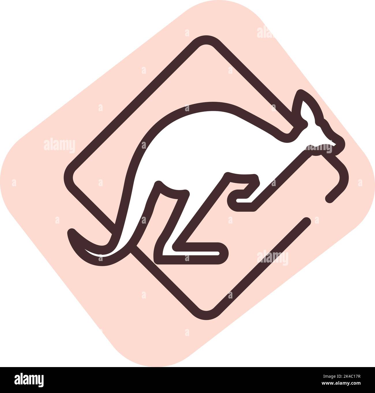 Warning sign kangaroo, illustration, vector on white background. Stock Vector