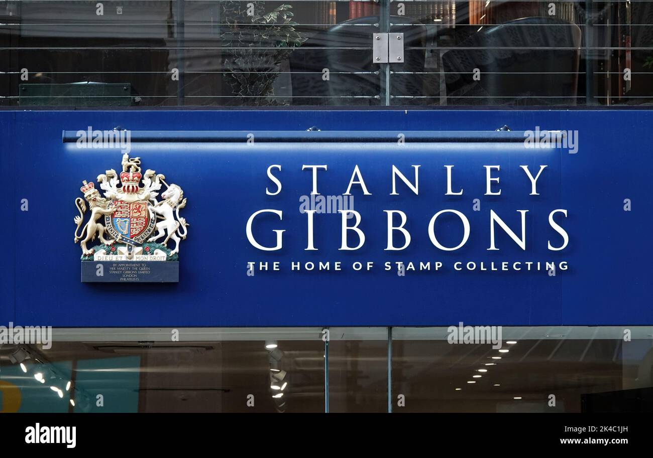 A Stanley Gibbons stamp dealers shop in the Strand Stock Photo Alamy