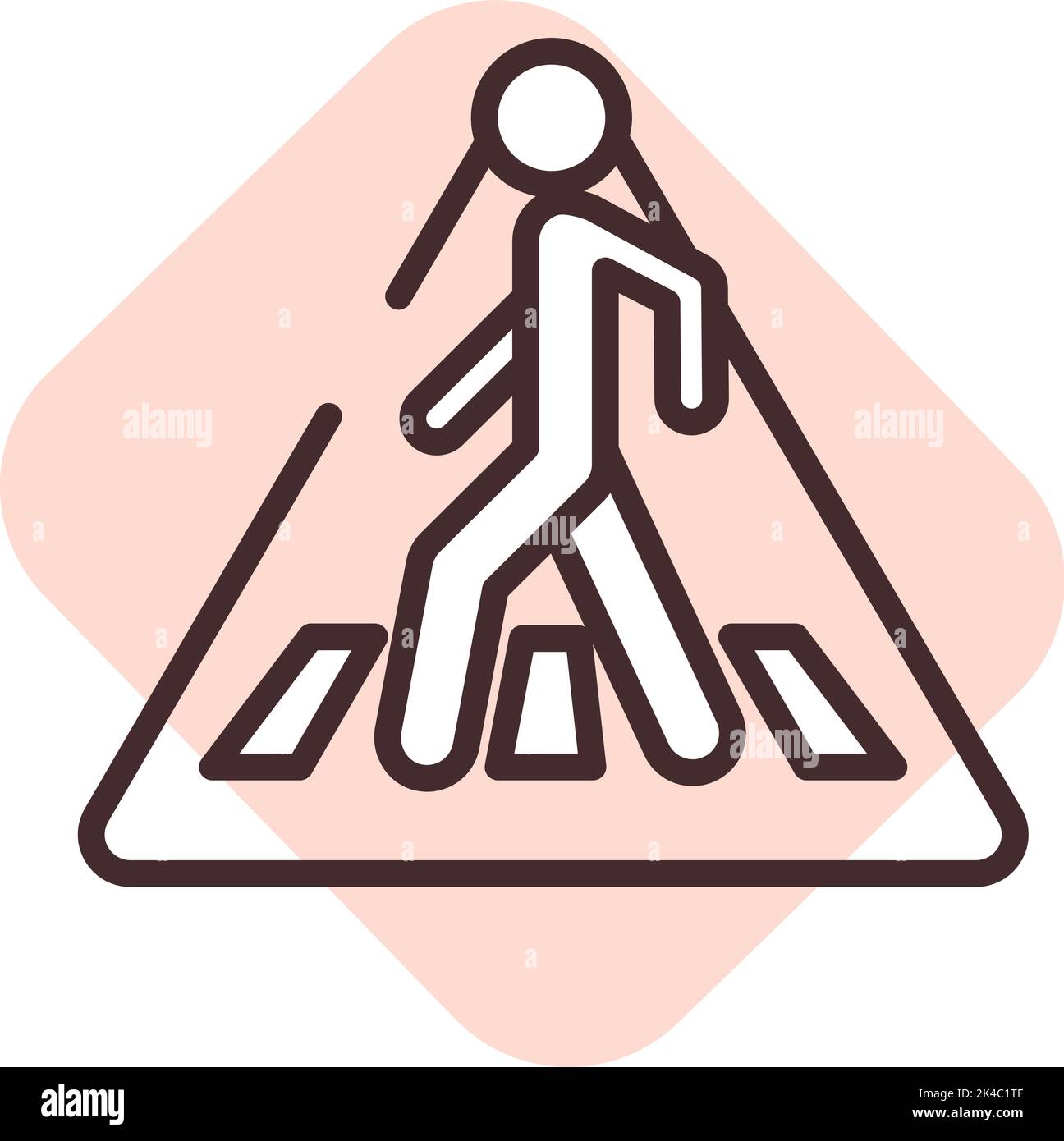 Warning sign cross road, illustration, vector on white background. Stock Vector