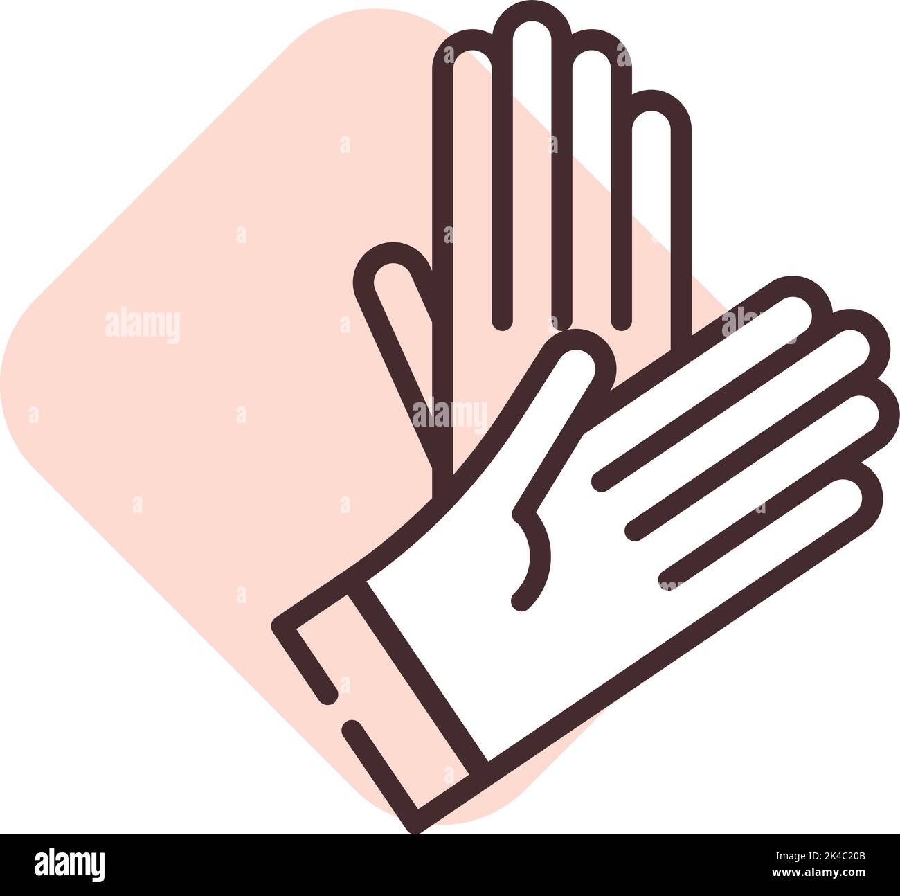 Wearing gloves, illustration, vector on white background Stock Vector