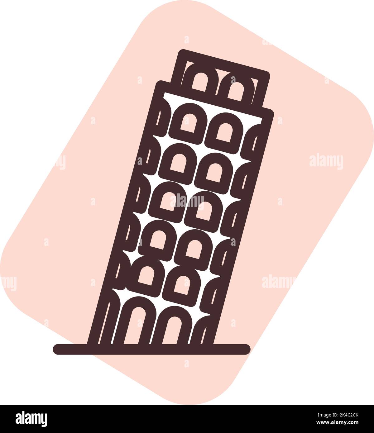 Tower of Pisa, illustration, vector on white background. Stock Vector