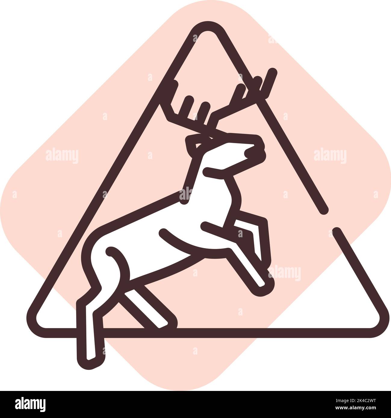 Warning sign deer, illustration, vector on white background. Stock Vector