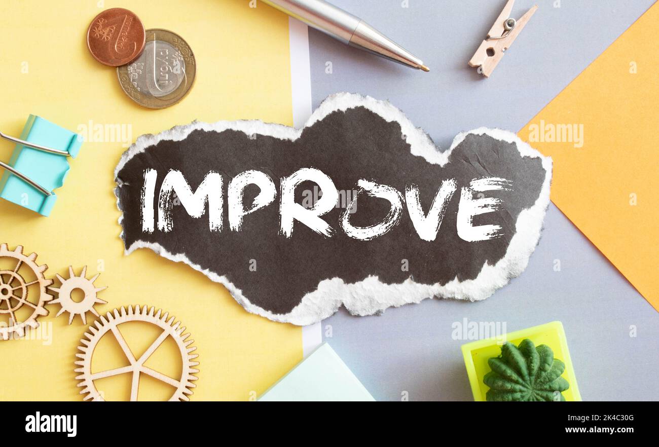 improve - motivation concept - isolated text in vintage wood ...