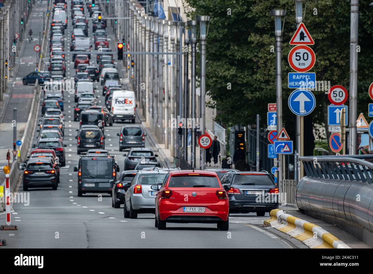 Brussels, Belgium 10 September 2022 Heavy traffic in the rush hour