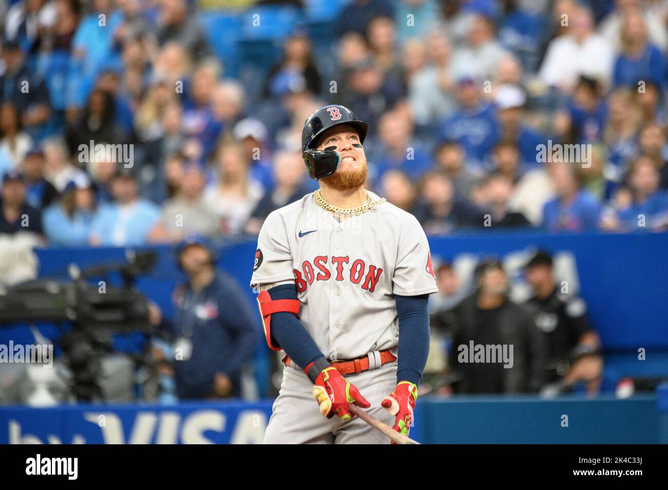 Boston Red Sox right fielder Alex Verdugo (99) reacts after hitting a