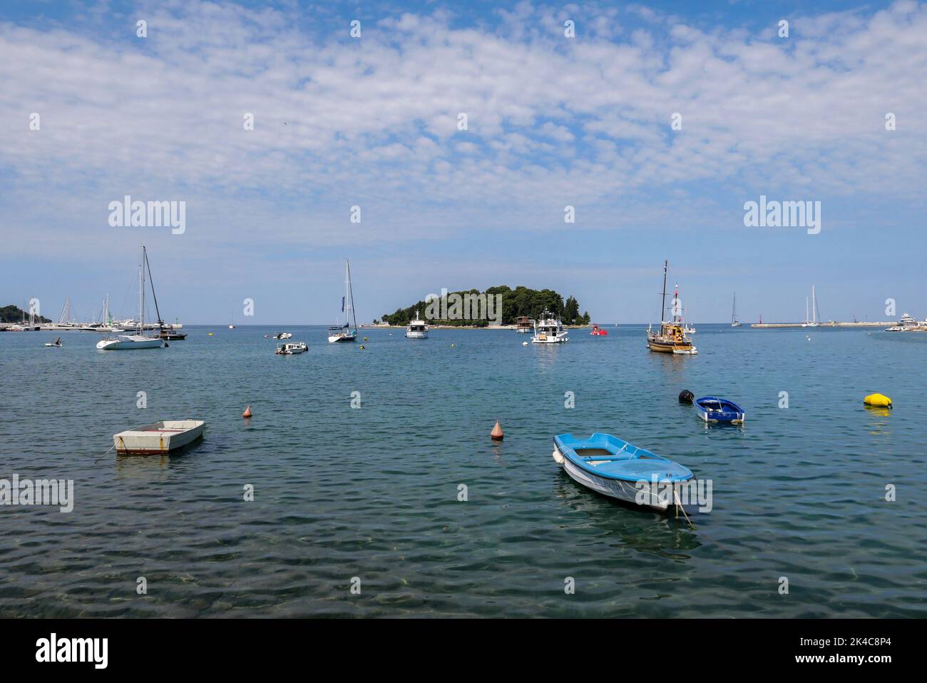 The sailboats on the port of Marina Rovinj, Croatia Stock Photo