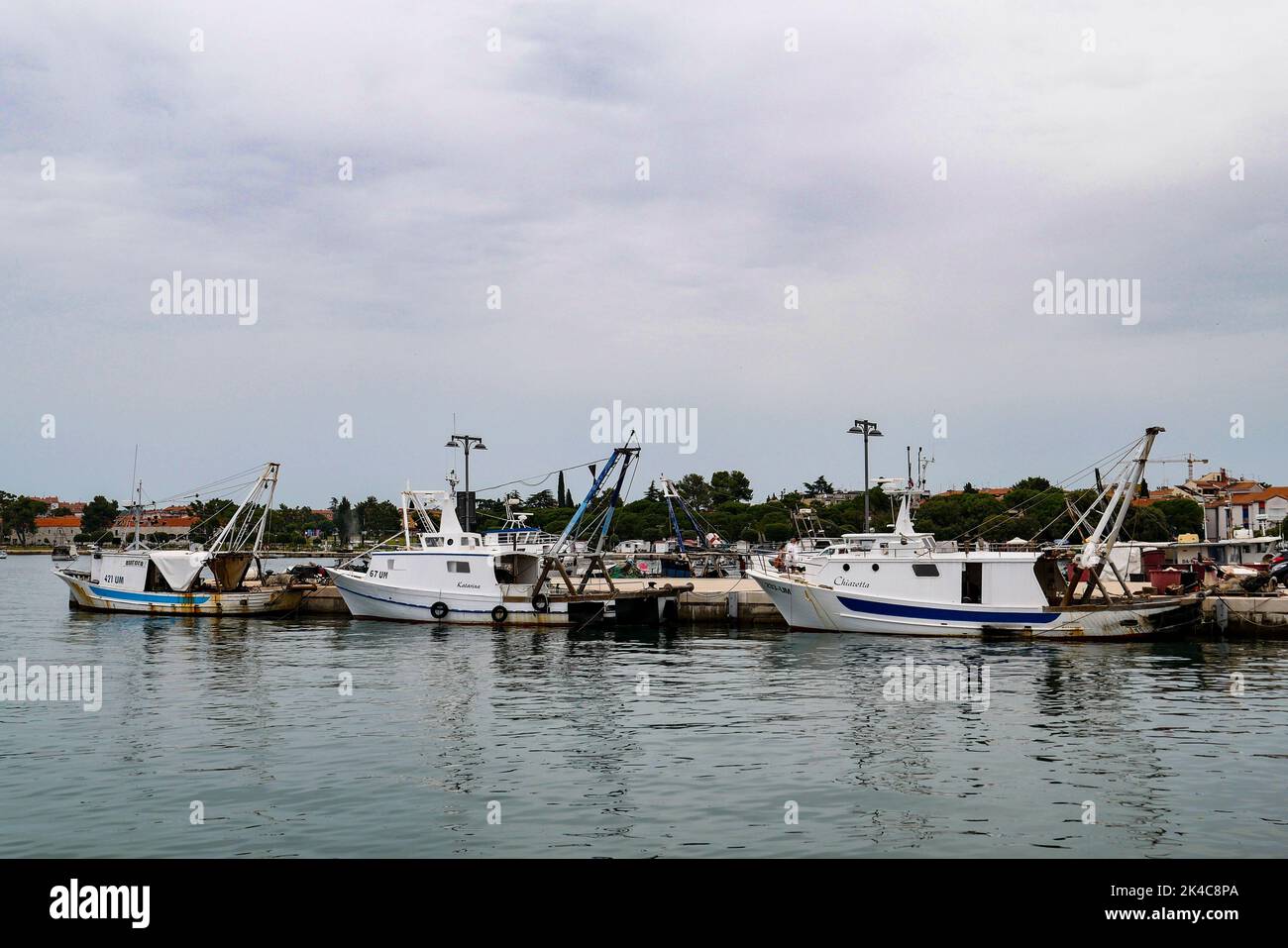 The yachts and sailboats on the port of Marina Rovinj, Croatia Stock Photo