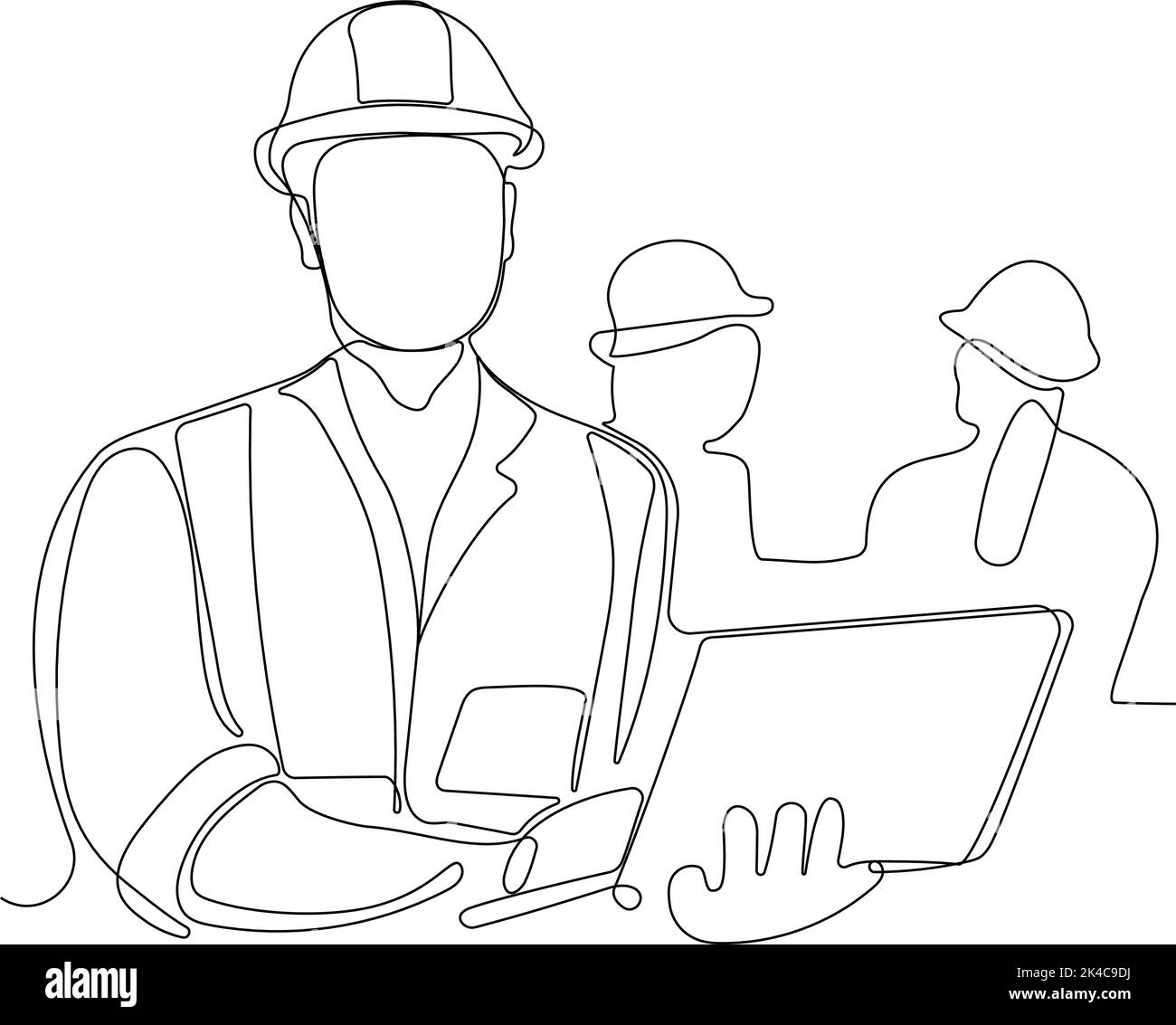 construction manager and engineer working on building site. Vector