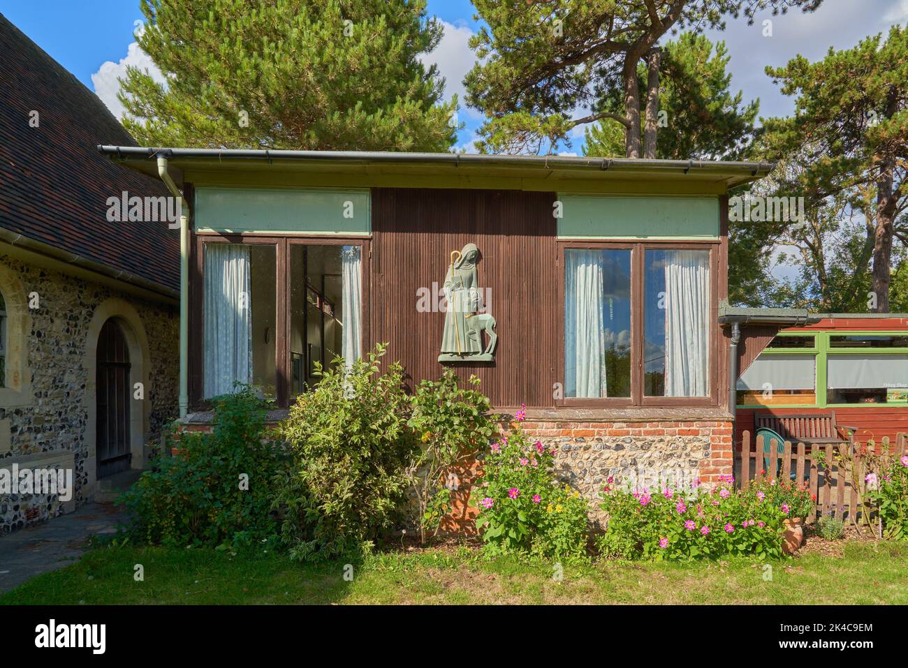 The sculpture of St Mildred at Minster Abbey in the village of Minster