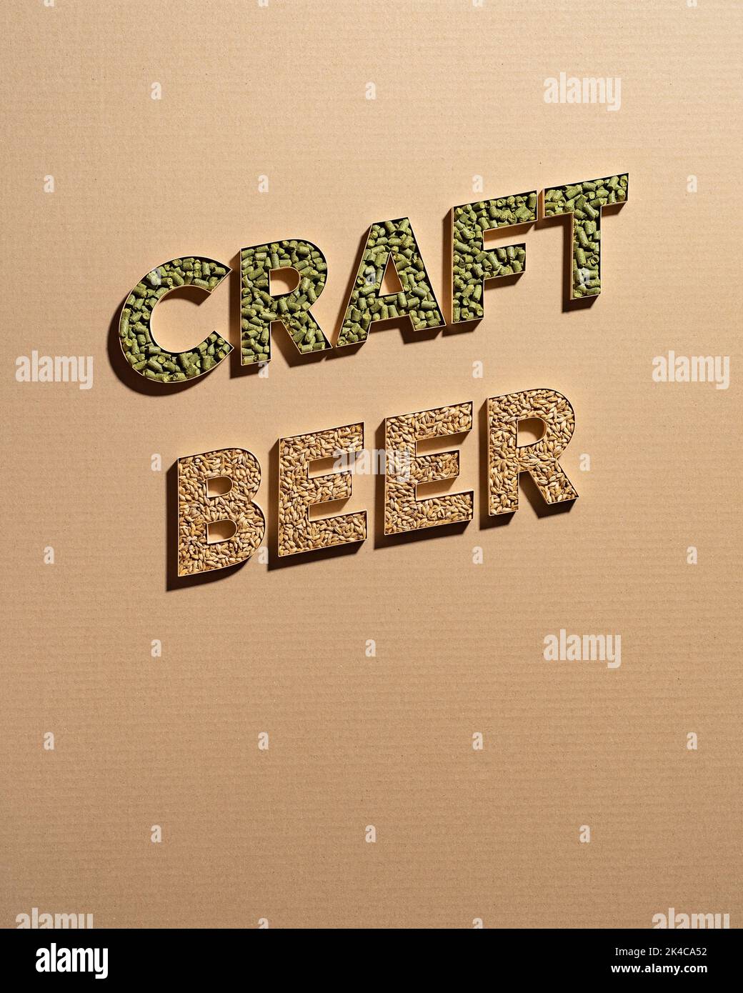 Typography craft beer on craft background with copy space for text Stock Photo