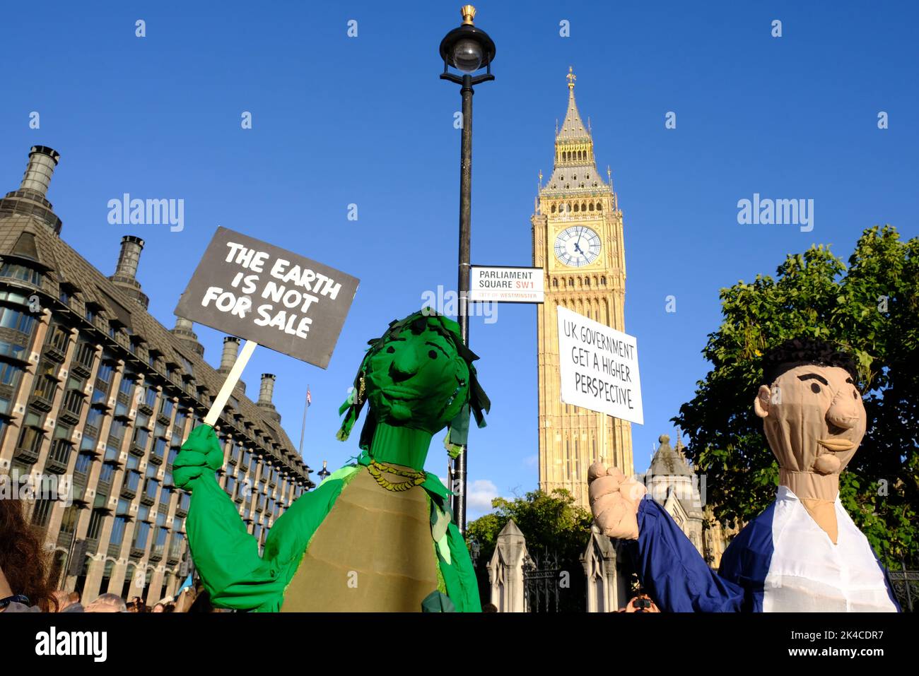 London, UK. 1st October, 2022. Just Stop Oil and Extinction Rebellion march to Parliament Square where they had planned to 'occupy Westminster', over the failings of the government to address the climate and cost of living crisis. The climate change activists will cease disruption when no new fossil fuel projects are funded. Credit: Eleventh Hour Photography/Alamy Live News Stock Photo