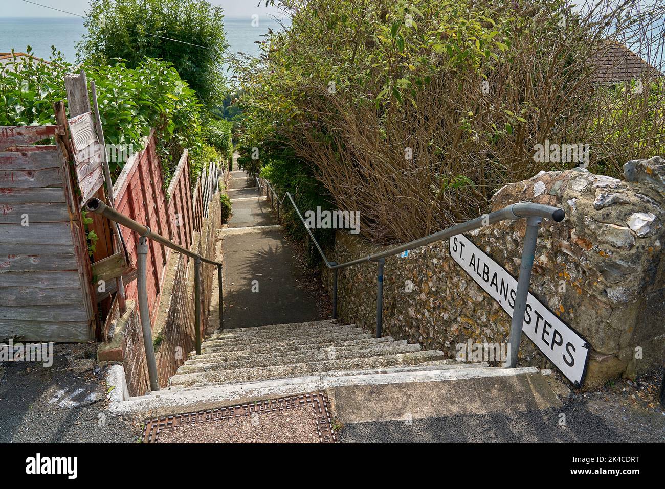 The Stairs leading down to the beach, connecting Upper Ventnor with Lower Ventnor Stock Photo