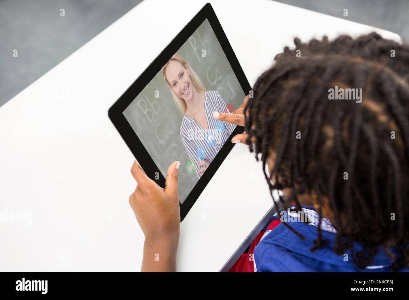 Female pupil having online lesson hi-res stock photography and images ...