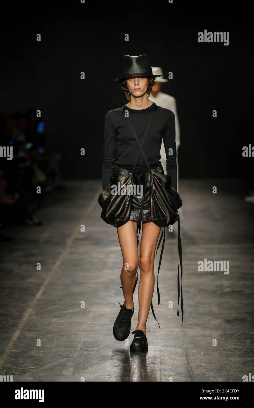 Model Alix Bouthors walks on the runway at the Ann Demeulemeester ...