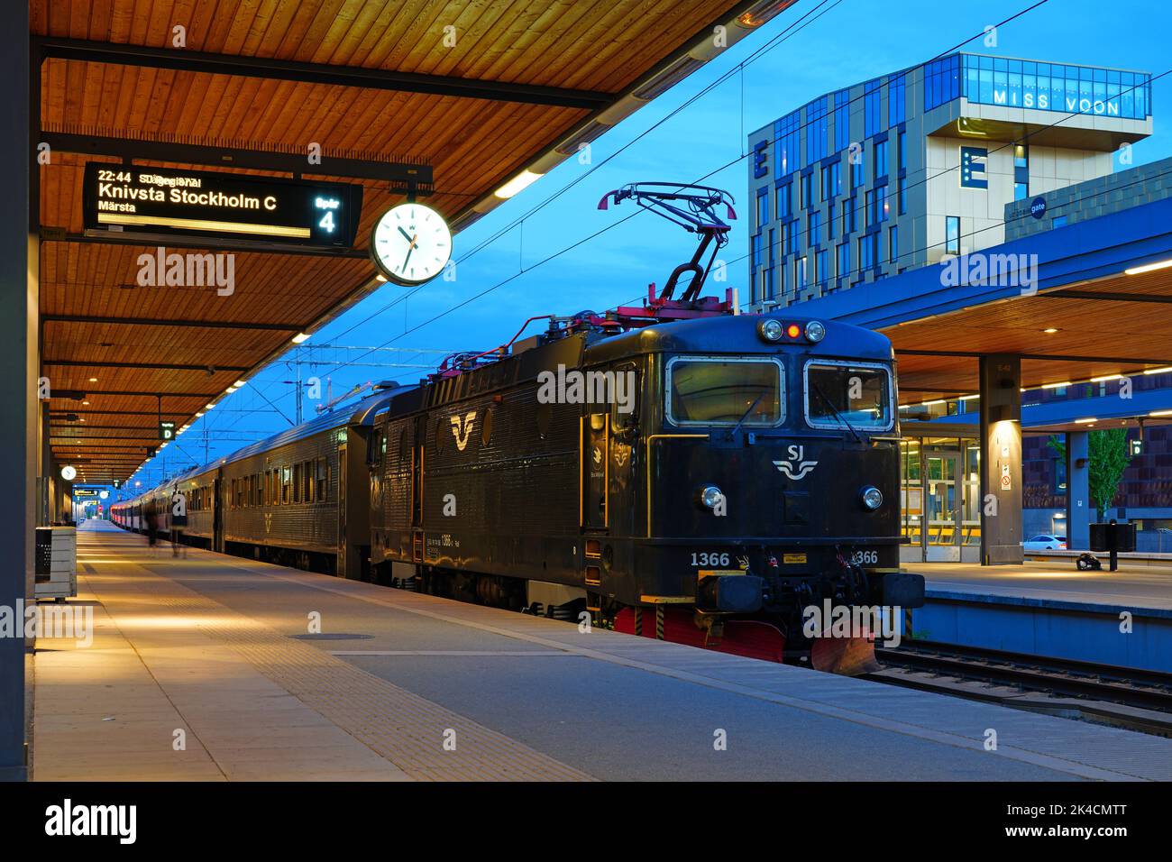 UPPSALA, SWEDEN -1 JUN 2022- View of Swedish trains at the Uppsala Central Station, a railway station in Uppsala, Sweden, with commuter lines to Stock Stock Photo