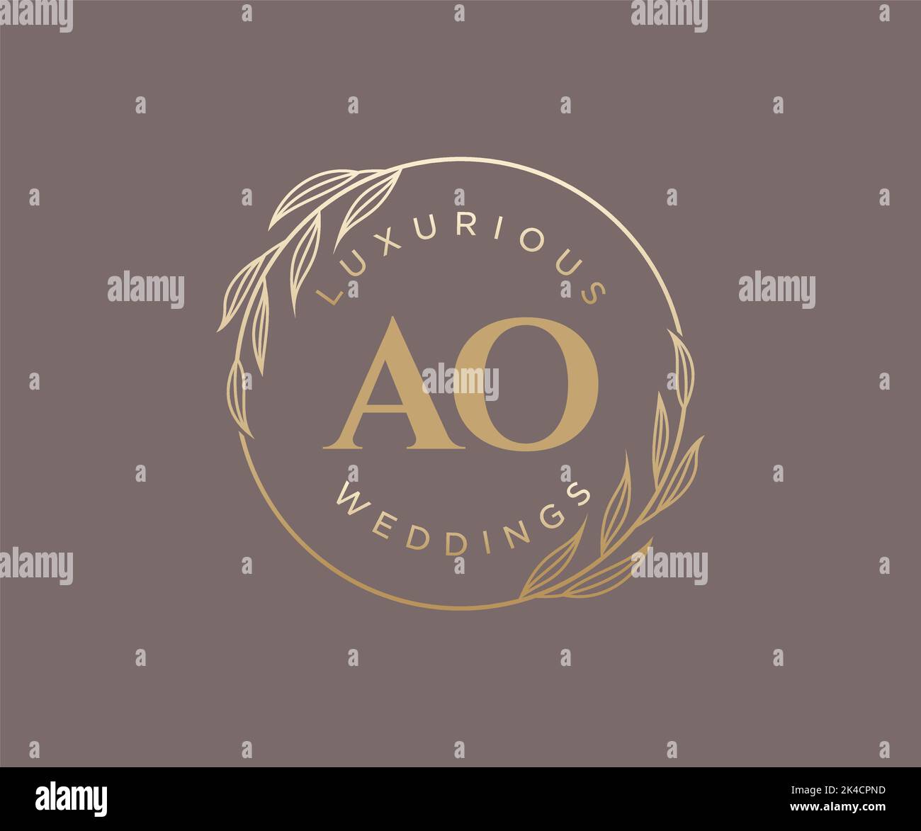 AO Initials letter Wedding monogram logos template, hand drawn modern minimalistic and floral templates for Invitation cards, Save the Date, elegant Stock Vector