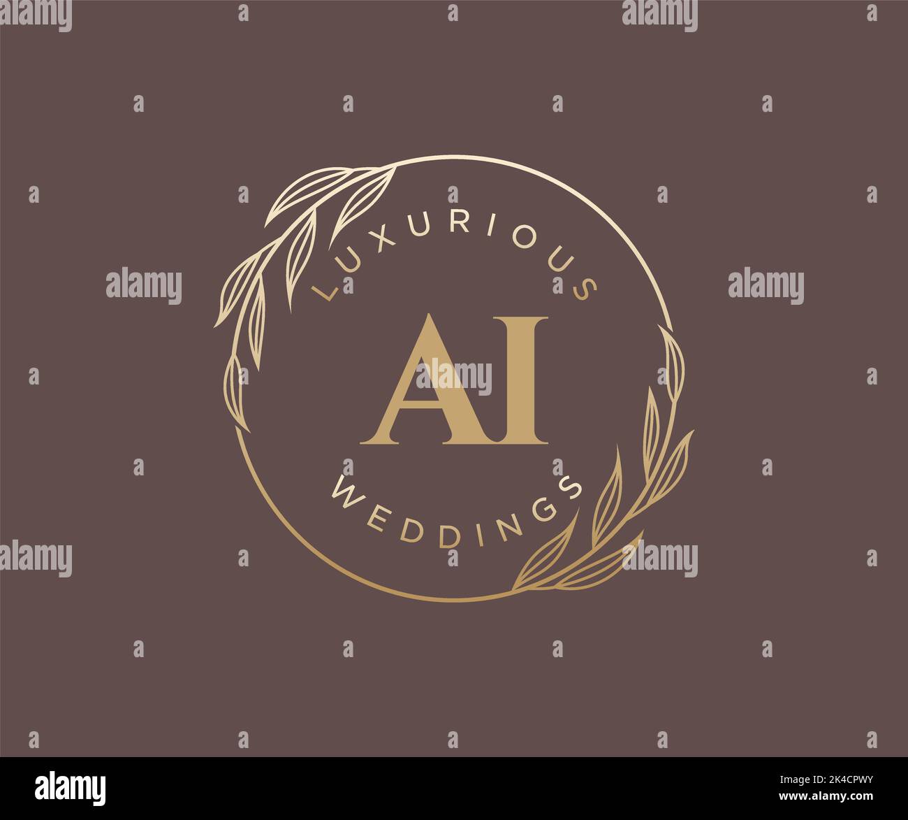 AI Initials letter Wedding monogram logos template, hand drawn modern ...