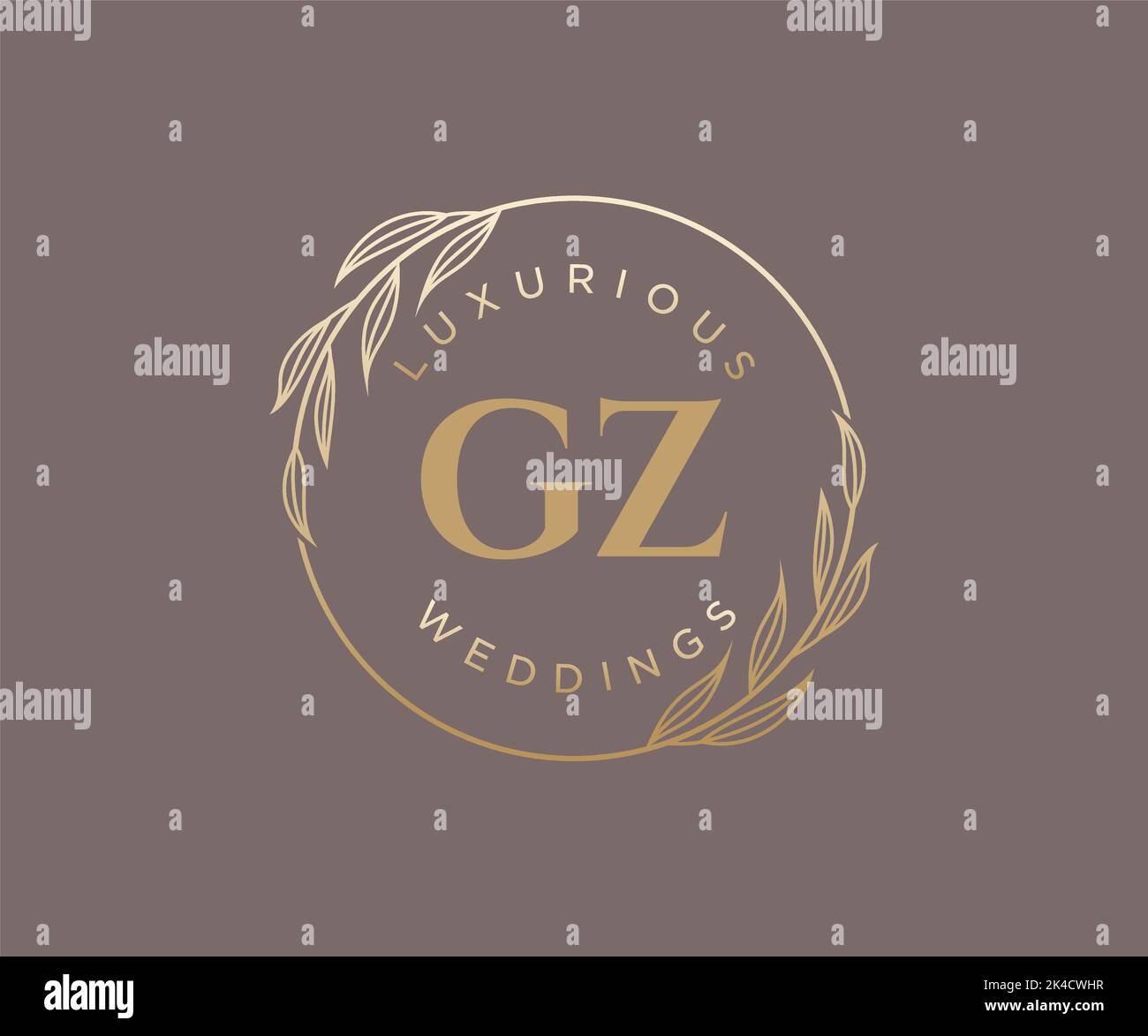 GZ Initials letter Wedding monogram logos template, hand drawn modern minimalistic and floral templates for Invitation cards, Save the Date, elegant Stock Vector