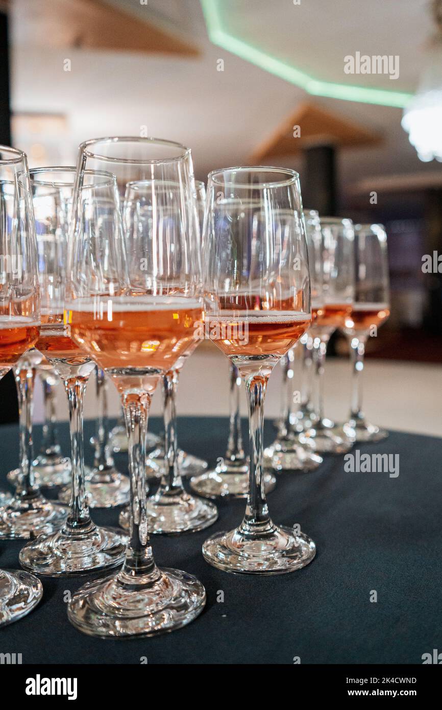 A vertical closeup shot of alcohol served in glasses Stock Photo - Alamy