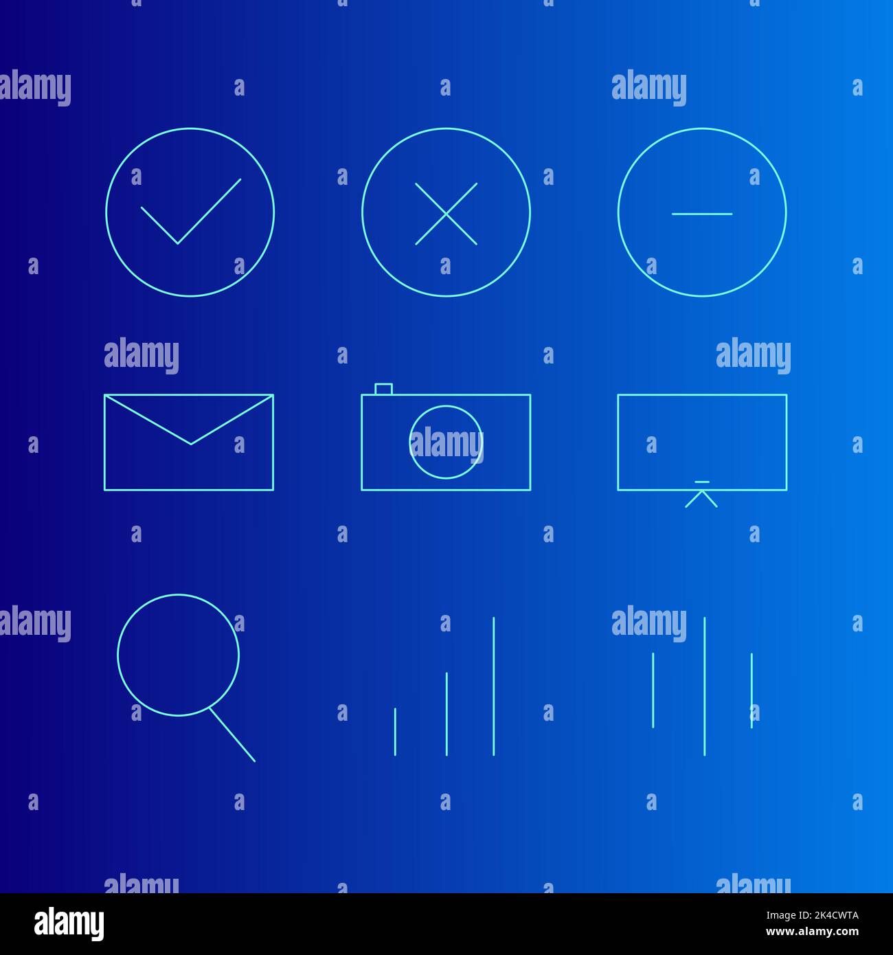 A set of sign Icons, wrong, correct, envelope and search icon on ...