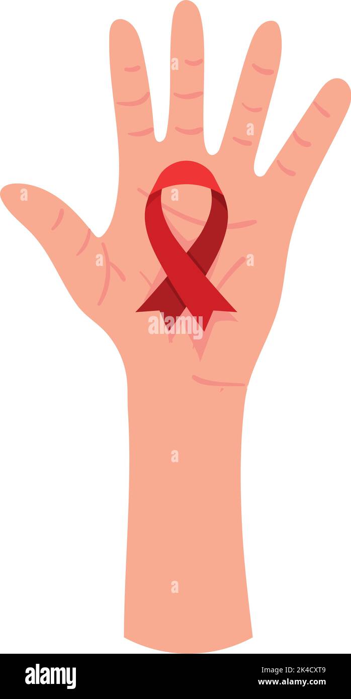 Hand ribbon world aids Cut Out Stock Images & Pictures - Alamy