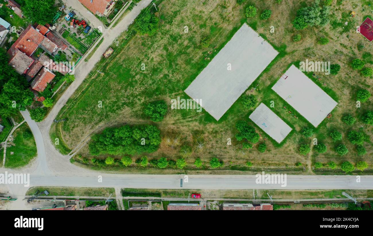 An aerial view of houses in a small town Stock Photo - Alamy