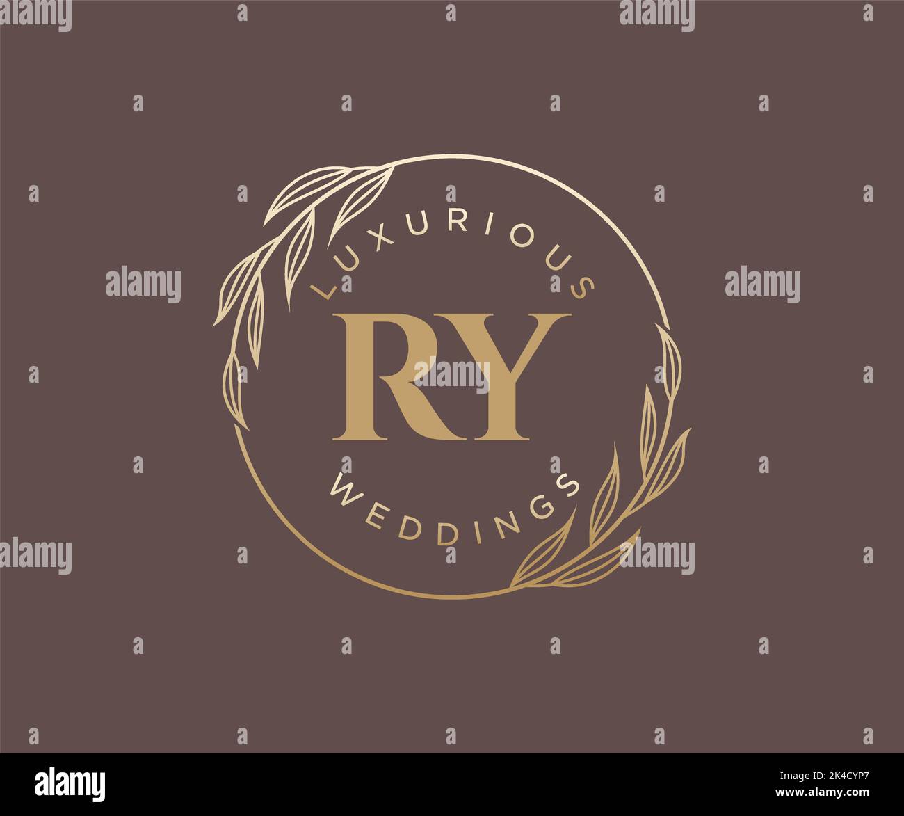 RY Initials letter Wedding monogram logos template, hand drawn modern minimalistic and floral templates for Invitation cards, Save the Date, elegant Stock Vector