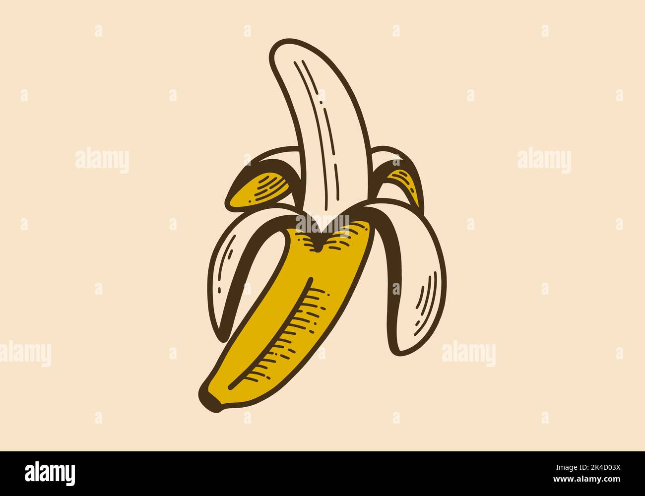Brown yellow color design of a opened banana Stock Vector Image & Art