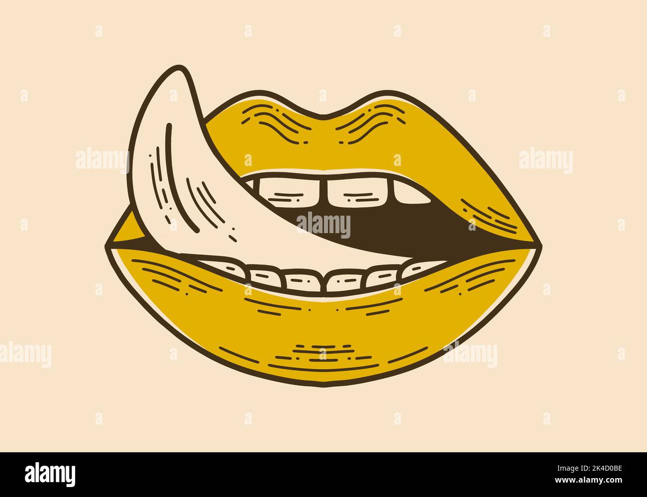 Brown yellow color design of a mouth and tongue Stock Vector Image