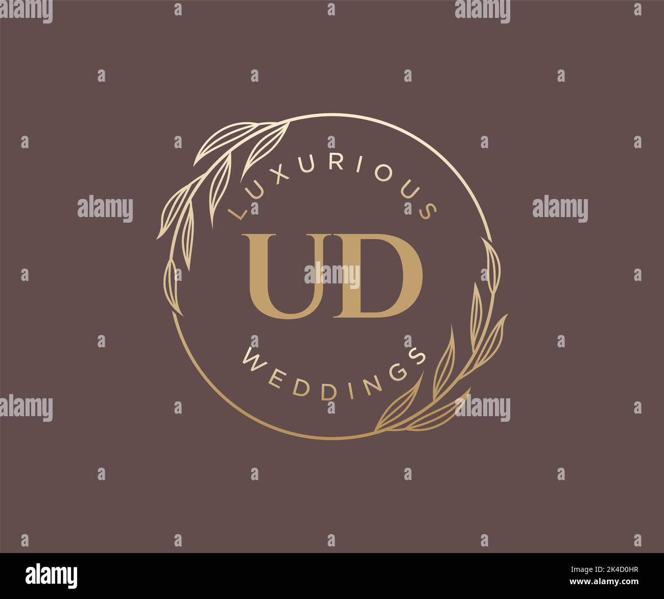 UD Initials letter Wedding monogram logos template, hand drawn modern minimalistic and floral templates for Invitation cards, Save the Date, elegant Stock Vector