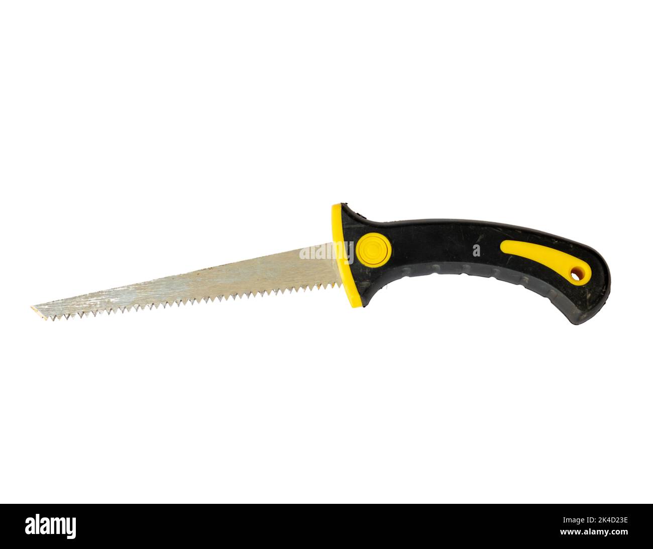 hand saw with yellow and black color handle Stock Photo