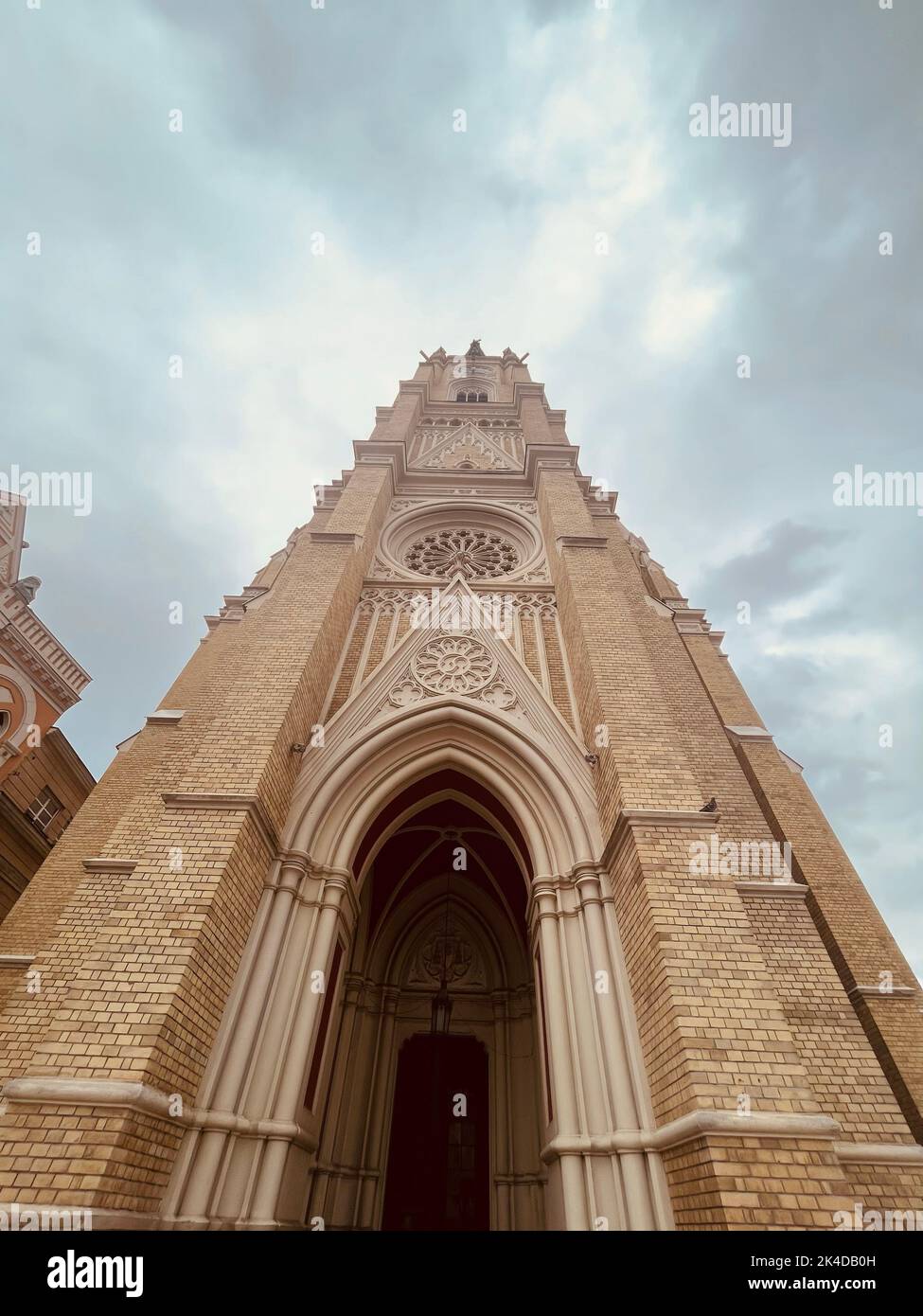 A vertical low angle shot of a cathedral Stock Photo - Alamy