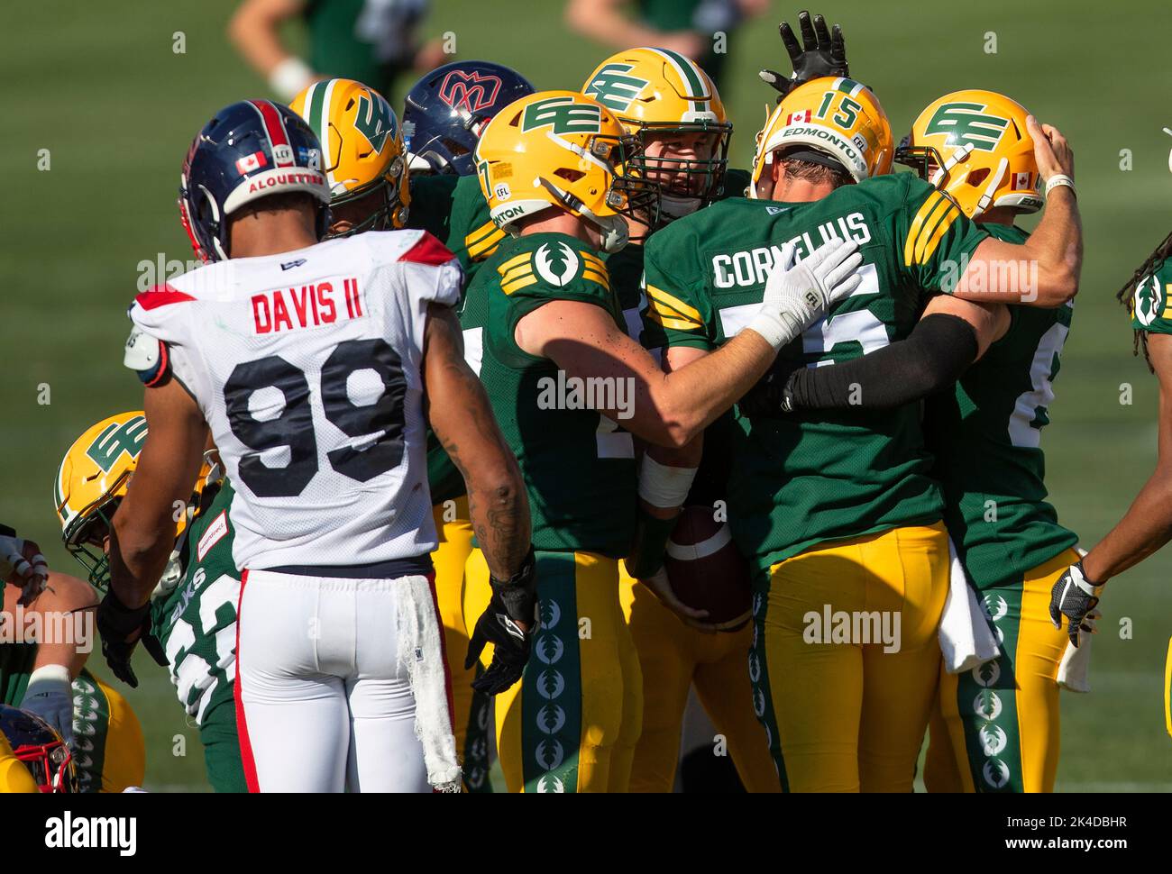 October 1, 2022, EDMONTON, AB, CANADA Edmonton Elks celebrate a