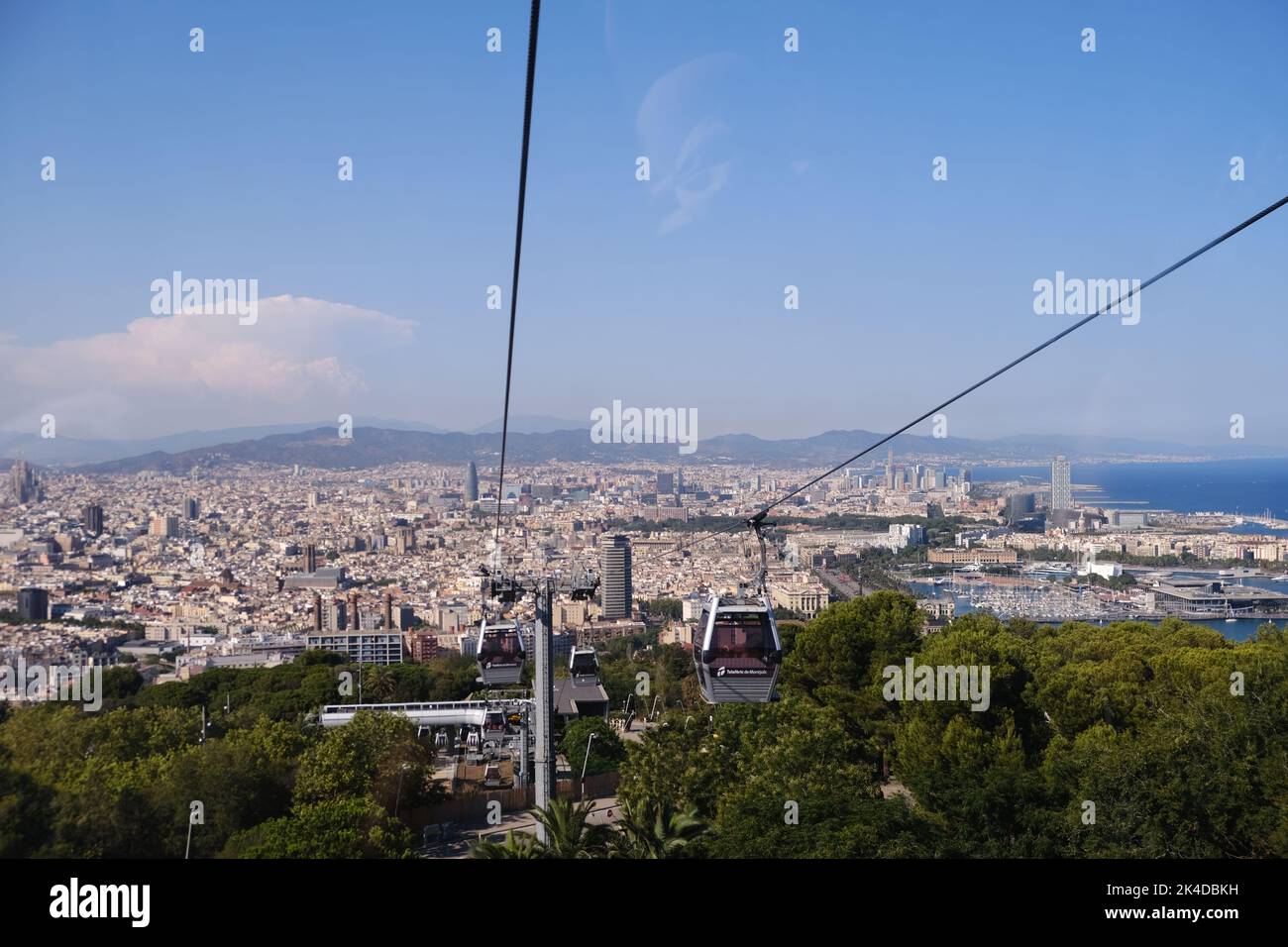 A beautiful view of Barcelona from the cable cars at mount Montjuic ...