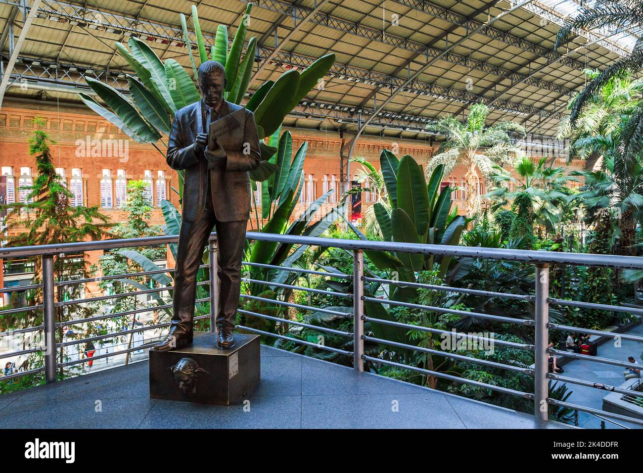 MADRID, SPAIN - MAY 24, 2017:It is a monument to trading agent in the waiting hall of railway station Atocha. Stock Photo