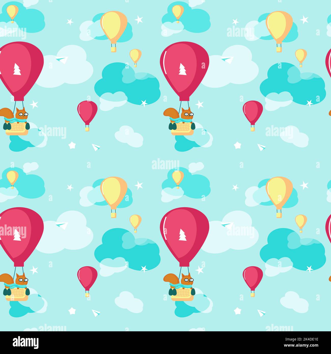 Vector seamless pattern with cute pilot squirrel Stock Vector Image ...