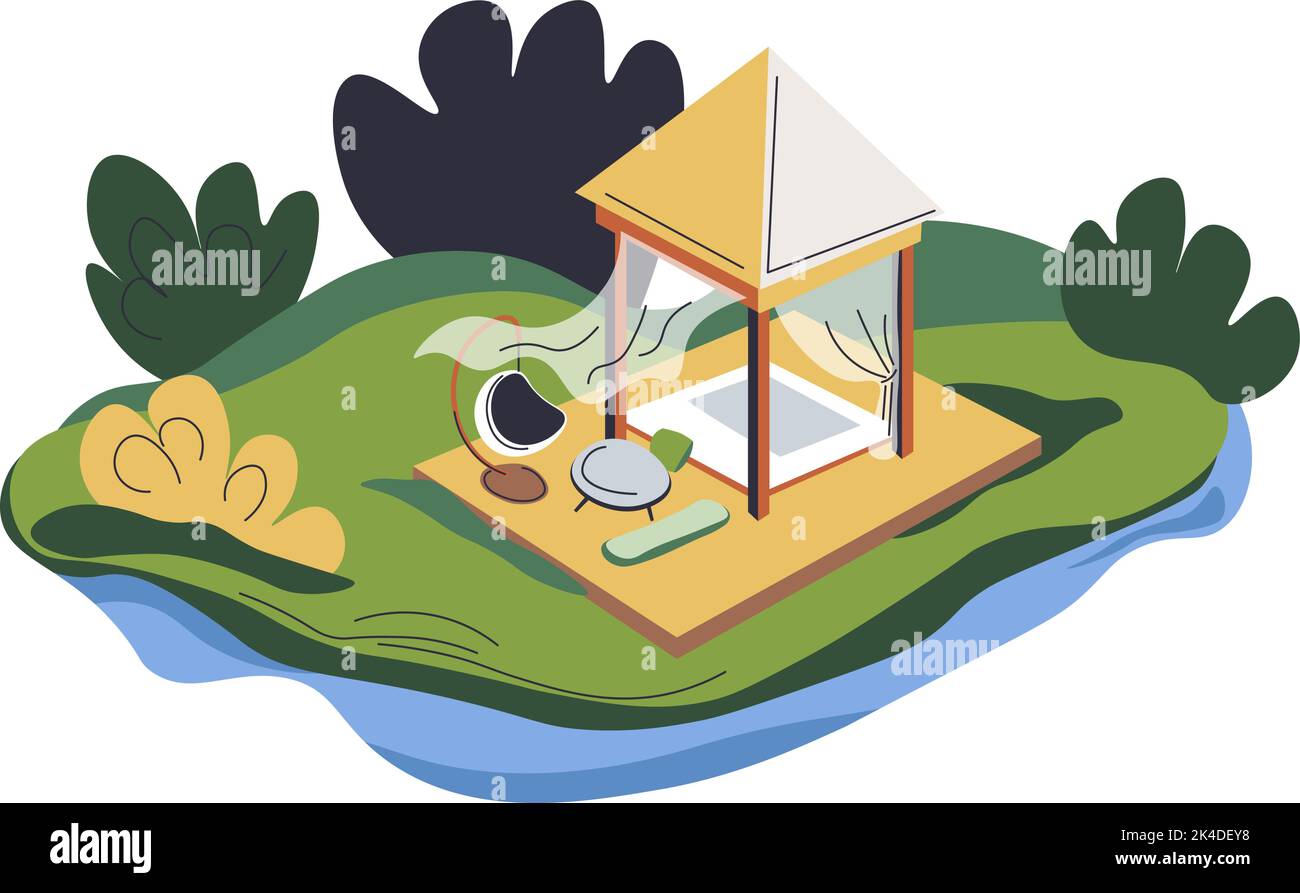 Eco resort, camping or resting on nature, forest Stock Vector