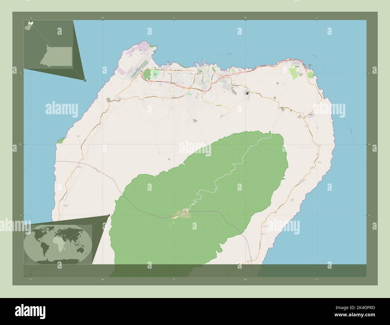 Bioko Norte, province of Equatorial Guinea. Open Street Map. Corner auxiliary location maps Stock Photo