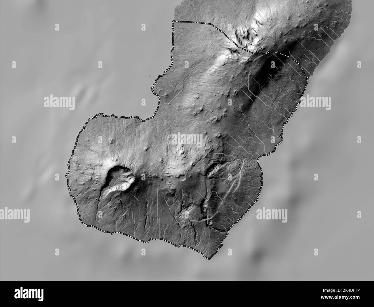 Bioko Sur, province of Equatorial Guinea. Bilevel elevation map with lakes and rivers Stock Photo