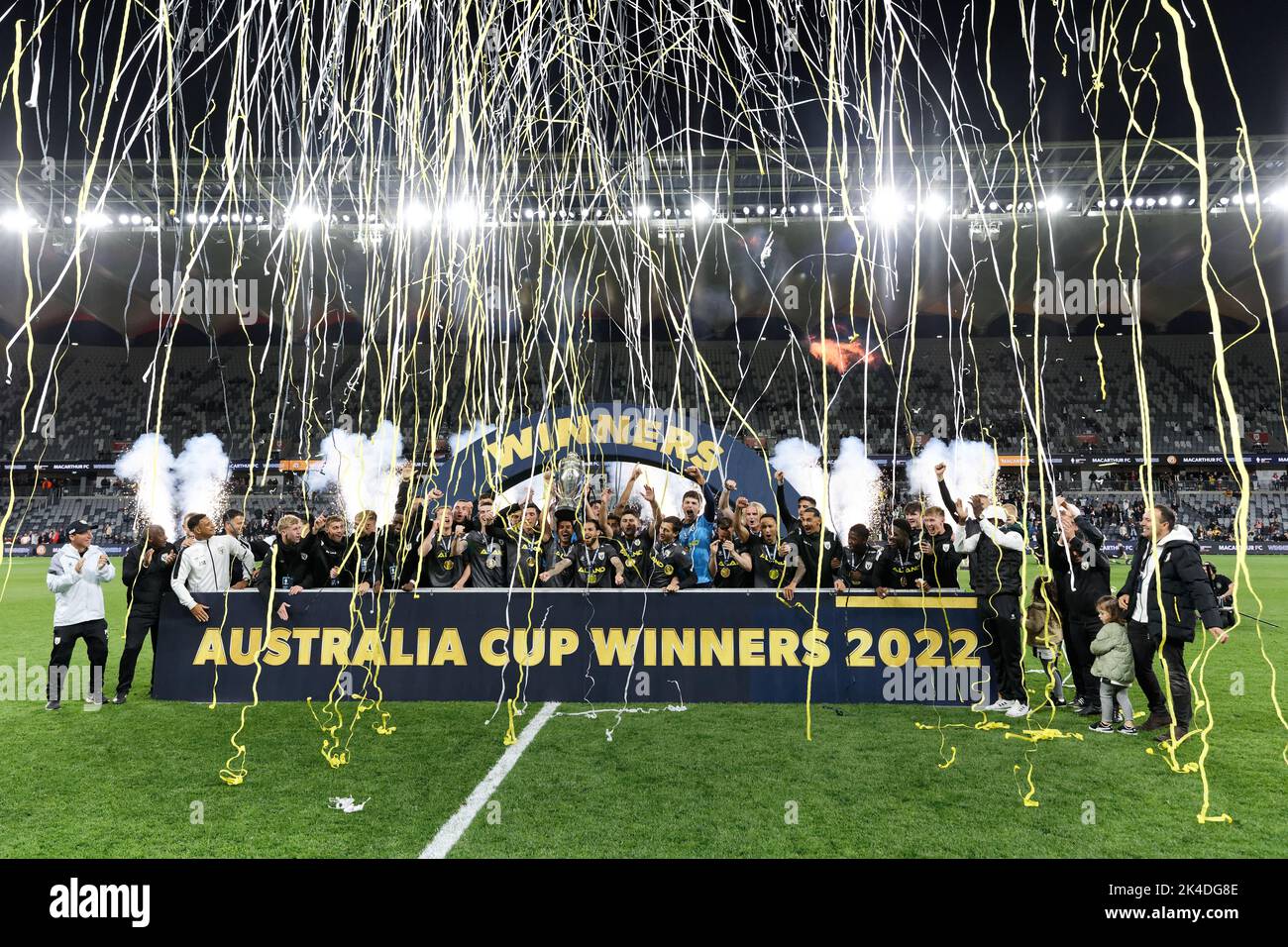SYDNEY, AUSTRALIA OCTOBER 1 Macarthur FC celebrate winning after the