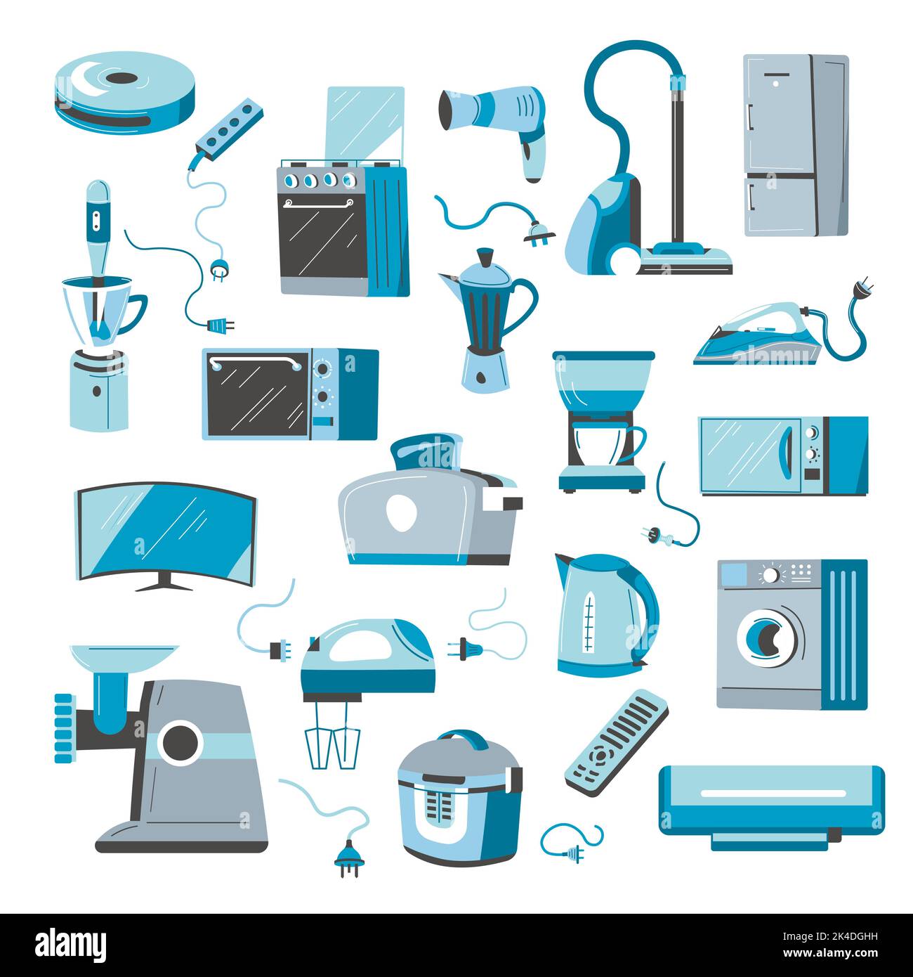 Home appliances for kitchen and bathroom vector Stock Vector