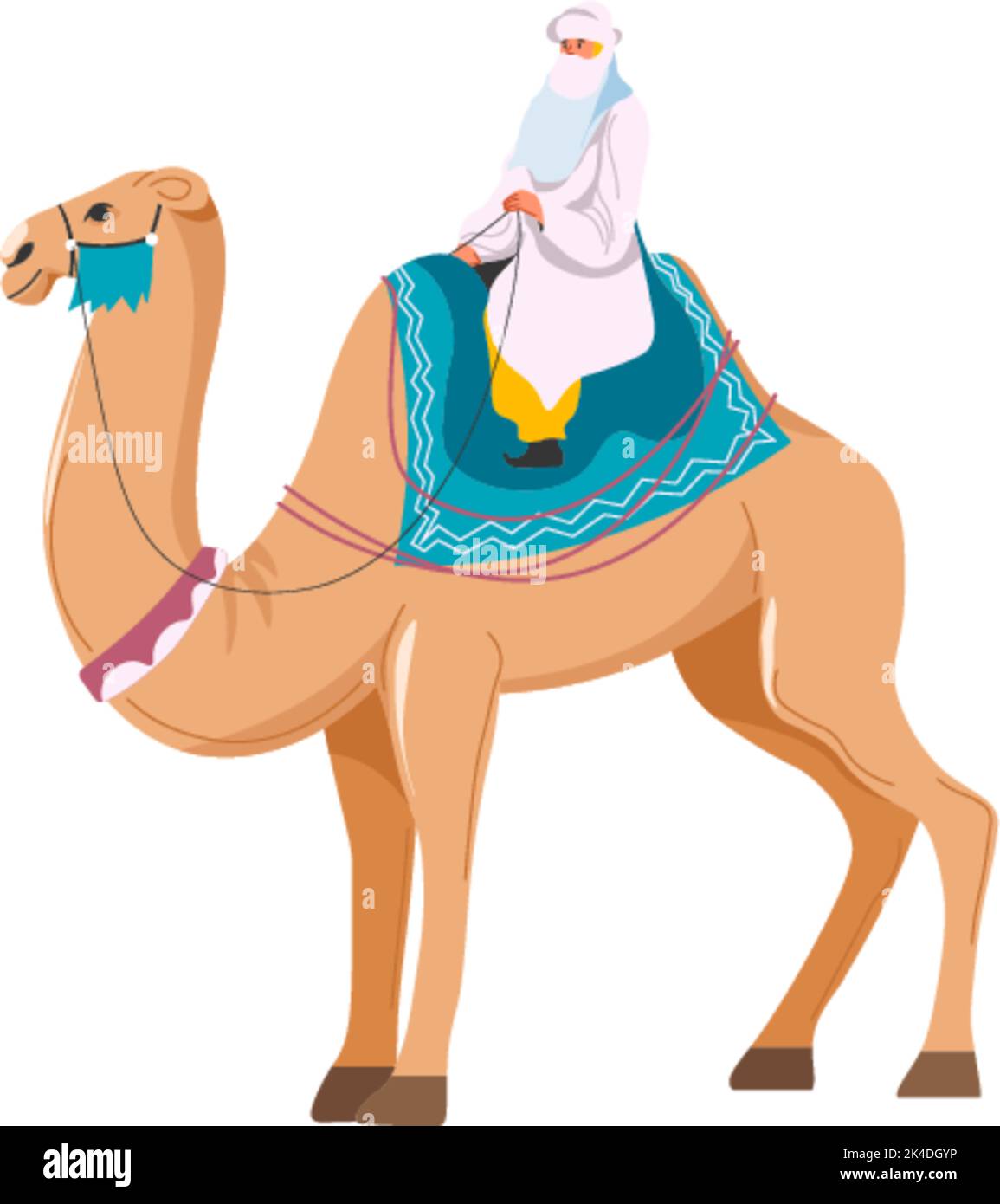 Sheikh on camel, Arabic country transport fun Stock Vector