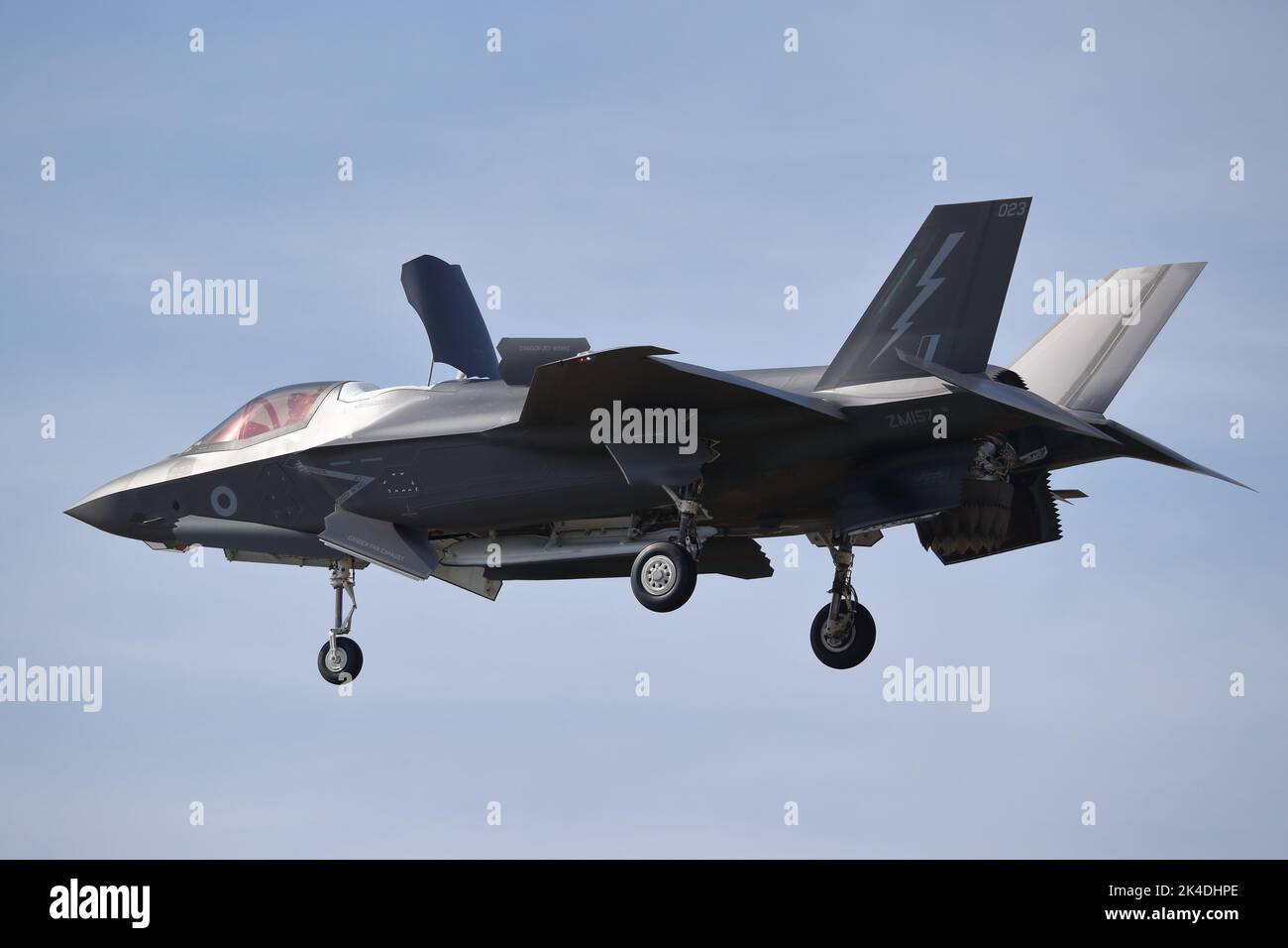 Fairford, UK, 16th July 2022, Military aircraft from across the globe on display for the RIAT Royal International Air Tattoo. An RAF Lockheed-Martin F-35B showed its capabilities at RIAT 2022 Royal International Air Tattoo at Fairford, UK Stock Photo