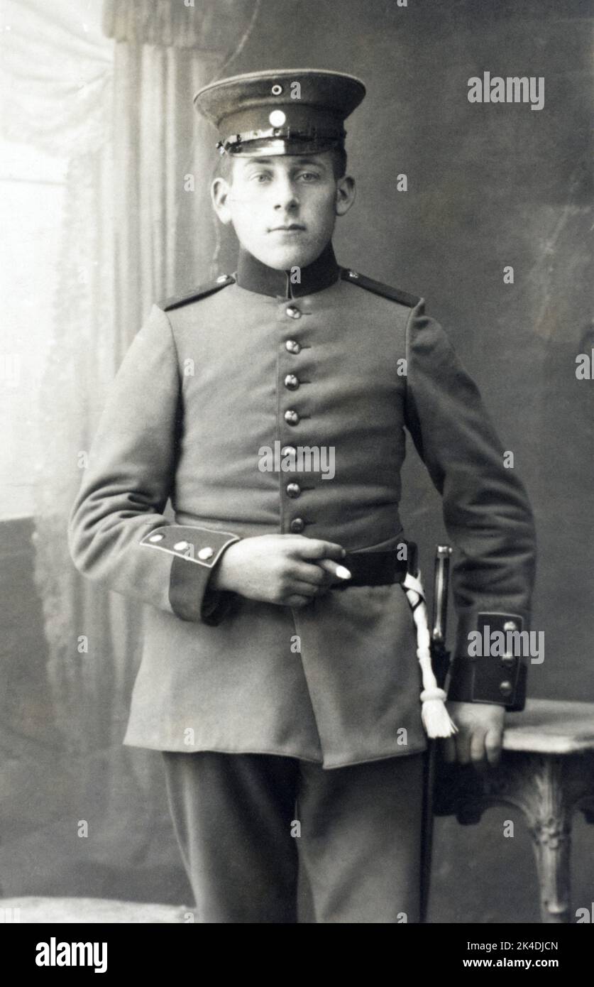 A First World War era German infantry soldier. Stock Photo